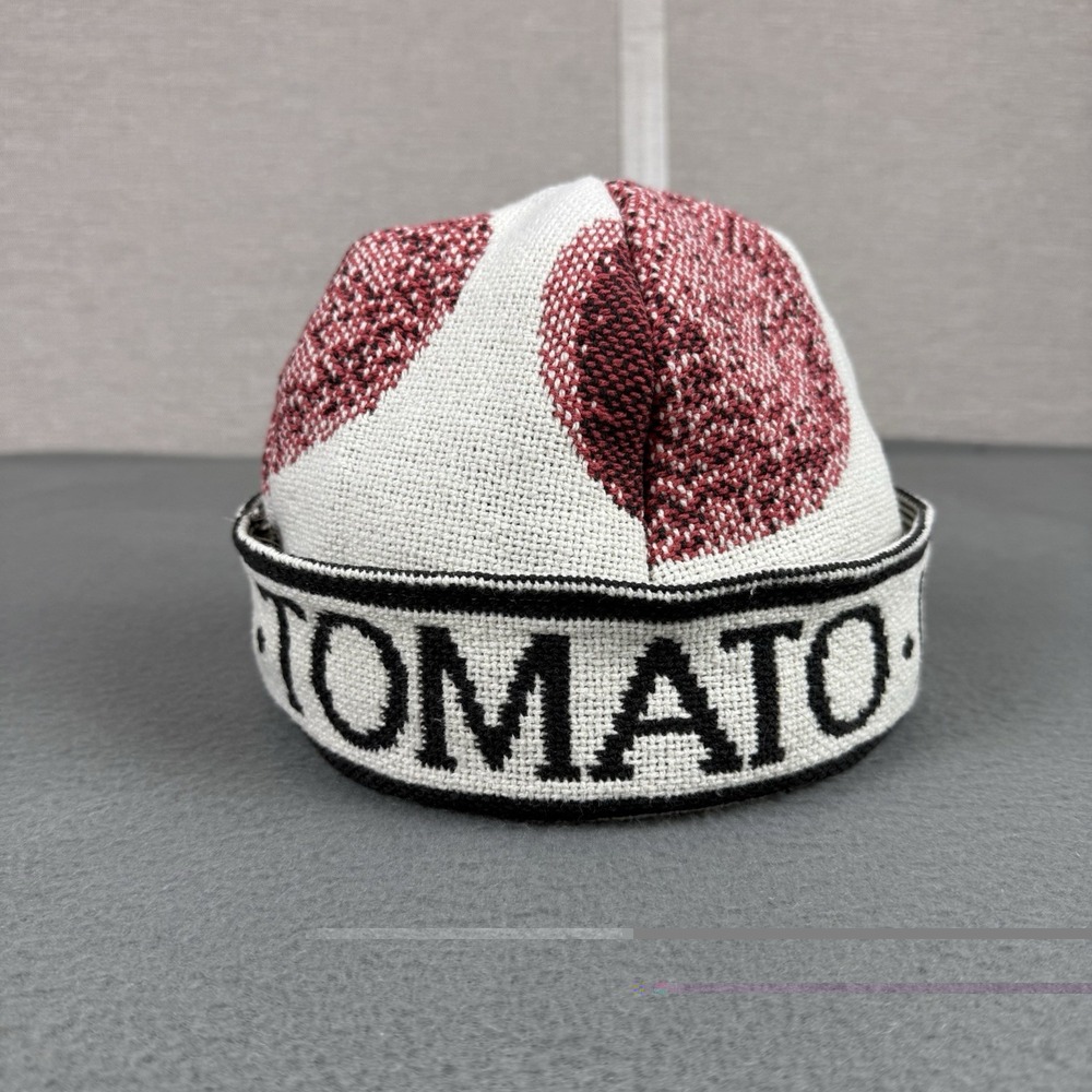 Handmade Woven Blanket Hat Tomato Veggie Whimsical Touqe Beanie Vintage Material - Picture 4 of 8
